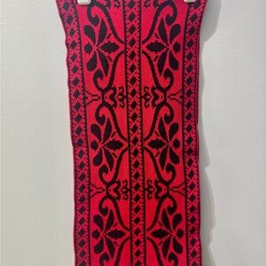Elegant Red and Black Patterned Infinity Scarf